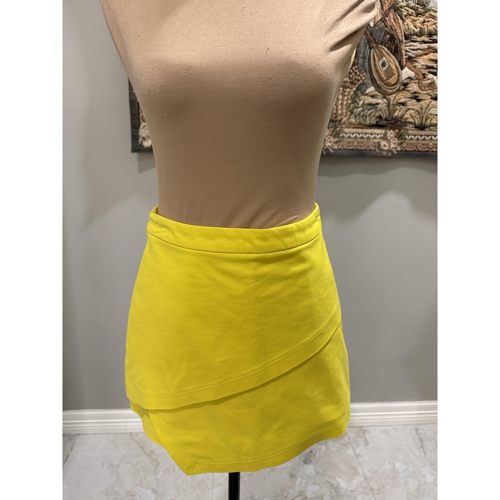 Gianni Bini Skort Womens XS Yellow Wrap Layered Mini Casual Summer Zip Back